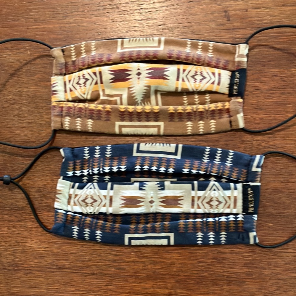 Pendleton Face Mask Harding Navy and Brown